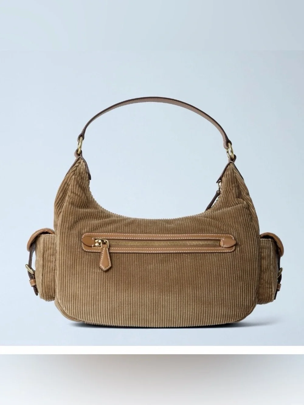MIU MIU Pocket corduroy velvet leather shoulder bag